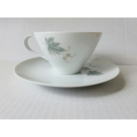 Noritake Cookin Serve Bone China Wild Ivy Cup & Saucer Set White Green Japan - Picture 3 of 7